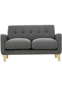 Miliboo Skandinavisches Sofa 2-Sitzer aus dunkelgrauem Stoff LUNA