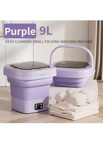 Machine a laver pliable portable avec ecran LcD Spin seche-linge automatique Mini sous-vetements centrifugeuse 9L Lavadoras Poratiles-Violet