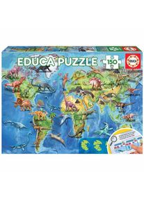 Educa - 150 pcs - Dinosaurs World Map Puzzle (80-18997)