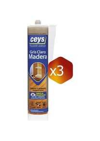 Ceys - Pack de 3 cartuchos Sellador para madera (Gris claro) (∼300 ml.)