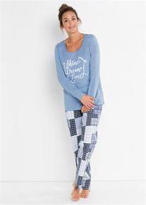 Luomupuuvillainen pyjama, sininen, 36/38, bonprix