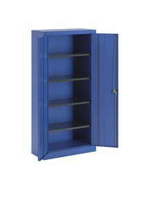 Flügeltürenschrank HxB außen 1950 x 950 mm, mit 4 Fachböden, Tiefe 420 mm, enzianblau, ab 2 Stk Mauser