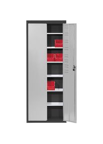 Mauser Magazijnkast, zonder magazijnbakken, h x b x d = 1740 x 680 x 280 mm, tweekleurig, kastframe zwart, deuren grijs, vanaf 3 stuks