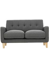 Miliboo Canapé scandinave 2 places en tissu gris foncé et bois clair luna