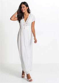 bonprix Femei Rochie maxi din viscoză fluidă, alb, 36