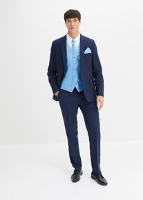 Miehet Miesten hääpuku (5-os. setti): pikkutakki, housut, liivi, solmio, taskuliina, Slim Fit, sininen, 66, bonprix