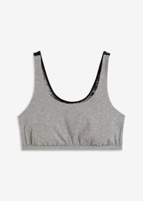 bonprix Biustonosz bustier z bawełny organicznej z koronką szary 40/42