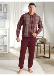 Normann Heren Pyjama in wijnrood ,maat 60/62, Witt, 100% Katoen