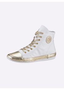 Andrea Conti Dames Sneaker in wit/goudkleur ,maat 36, Witt, 100% Runderleer