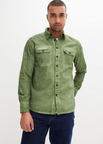 bonprix Cămaşă cu mâneci lungi, cold dyed verde 41/42 (L)