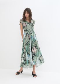 bonprix Jumpsuit mit Chiffon-&Uuml;berwurf, gr&uuml;n, Gr.52, Jersey-Overall mit flie&szlig;endem Chiffon-&Uuml;berwurf