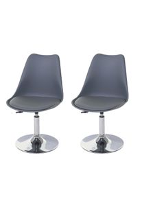2er-Set Esszimmerstuhl Malmö T501, Stuhl Küchenstuhl, höhenverstellbar drehbar, Kunstleder ~ dunkelgrau, Chromfuß
