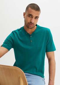 bonprix Camiseta de algodón orgánico con cuello henley y manga corta (2 unidades) negro 44/46 (S)