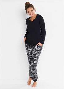 bonprix Femei Pijama, negru, 52/54