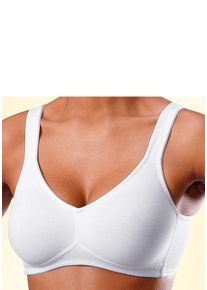Petite Fleur Dames Soft-beha in petrol+wit ,maat 95B, Witt, 95% Katoen, 5% Elastan