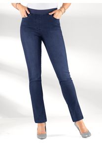 Dames Comfortjeans met geribde comfortband van tricot in dark-blue ,maat 19, WITT, 78% Katoen, 20% Polyester, 2% Elastan