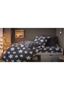 bonprix Lenjerie reversibilă cu stele, caşmir touch gri 1x 80/80 cm, 1x 135/200 cm