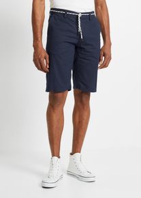 Linneshorts i chinosmodell med knytband regular fit - blå - storlek 46 - bonprix