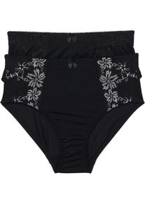 Formande trosa med broderi (2-pack) - svart - storlek 44/46 (L) - bonprix