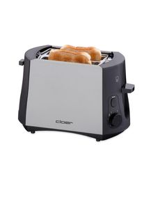 Cloer 3410 Toaster, 2 Scheiben, 825W, Brötchenaufsatz, schwarz-edelstahl