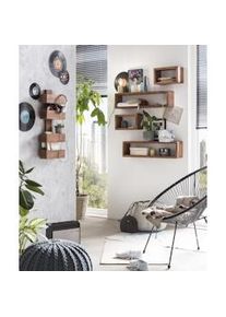Möbilia Möbilia Estantería de pared de acacia | 4 estantes | An 30 x Pr 9 x Al 72 cm | natural