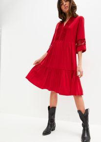 bonprix Femei Rochie-tunică cu dantelă roşu 52/54