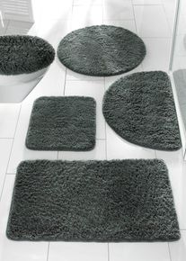 Korkeanukkainen kylpyhuonematto, harmaa, matto WC-istuimen eteen 45/50 cm, bonprix