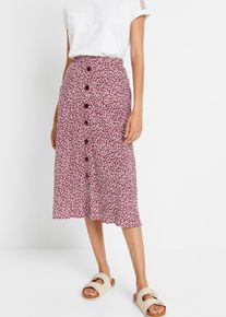 bonprix Mujer, Falda de viscosa hasta la rodilla con bolsillos y cintura cómoda, rojo, 40
