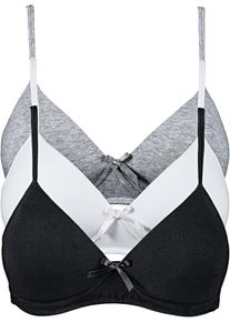 Lot de 3 soutiens-gorge coton à coques sans armatures - noir - taille 85A avec coton - bonprix