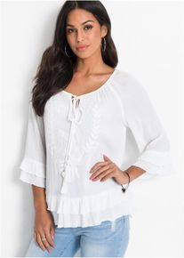Tunika med broderi, hvit, størrelse 44, bonprix