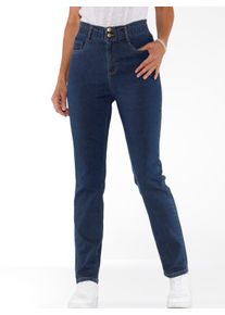 Damen Jeans im Paperbag-Schnitt in blue-stone-washed ,Größe 38, WITT, 81% Baumwolle, 17% Polyester, 2% Elasthan