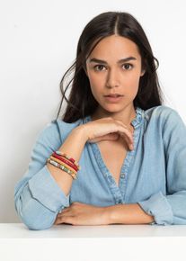 Bracciale di perline con piccole nappe (set 4 pezzi), Rosso, Taglia Onesize, bonprix