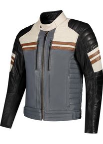Rusty Stitches Steve, veste en cuir , couleur: Gris/Noir/Blanc/Marron , taille: 3XL
