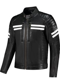 Rusty Stitches Steve, veste en cuir , couleur: Noir/Blanc , taille: 4XL