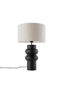 Qazqa Design asztali lámpa fekete szövetbúrával világos szürke 35 cm - Alisia
