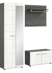 Inosign Garderoben-Set »Rumba, 3-teilig, Breite 155 cm, Hochglanz Front, bestehend aus:«, (3 St.), Garderobenschrank, Sitzbank, Garderobenpaneel