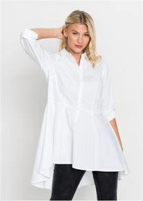 Lange blouse met volant - wit - maat 44 - met katoen - bonprix