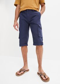 Lange cargo bermuda met linnen regular fit - blauw - maat 50 - linnen - bonprix