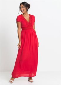 Maxi zomerjurk met kant korte maat - rood - maat 36 - viscose - bonprix