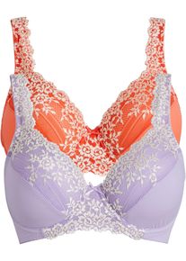 Beugel bh met sierlijk kant (set van 2) - oranje - maat 75E - bonprix
