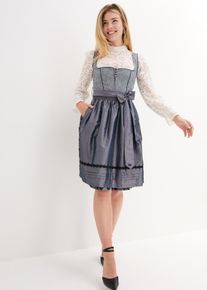 Dirndl met jacquard en schort (2-dlg. set) - blauw - maat 40 - linnen - bonprix