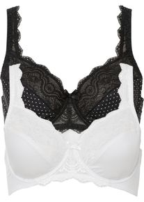 Beugel bh met sierlijk kant (set van 2) - zwart - maat 100D - bonprix