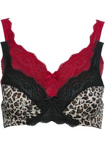 Beugel bh met sierlijk kant (set van 2) - zwart - maat 95D - bonprix