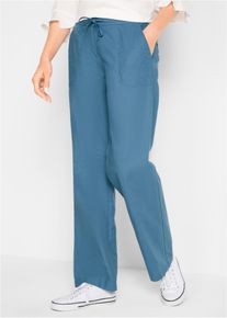 Wijde broek met linnen - blauw - maat 48 - linnen - bonprix