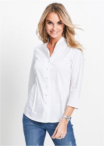 Blouse met opstaande kraag - wit - maat 44 - met katoen - bonprix