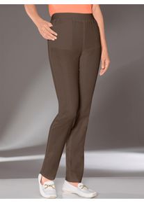 Dames Stretchjeans met comfortband rondom in taupe ,maat 195, WITT, 96% Katoen, 4% Elastan