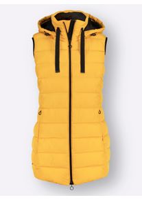 Damen Steppweste mit abzippbarer Kapuze in ocker ,Gr&ouml;&szlig;e 38, WITT, 100% Polyester