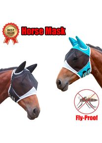 Masque de cheval 1PC, Taille: l, Noir, Respirant et confortable, Protection contre les insectes, uv