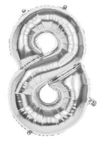 Boland Folieballong nummer 8 silvermetallic 36cm