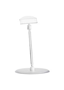 10 Unités - Pince porte-étiquette avec porte-étiquette de prix et base en forme d'assiette (Ø 90 mm), extension de 10 cm, transparent, PS